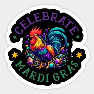 Mardi Gras Chicken Farm Animal Chicken Lover Sticker
